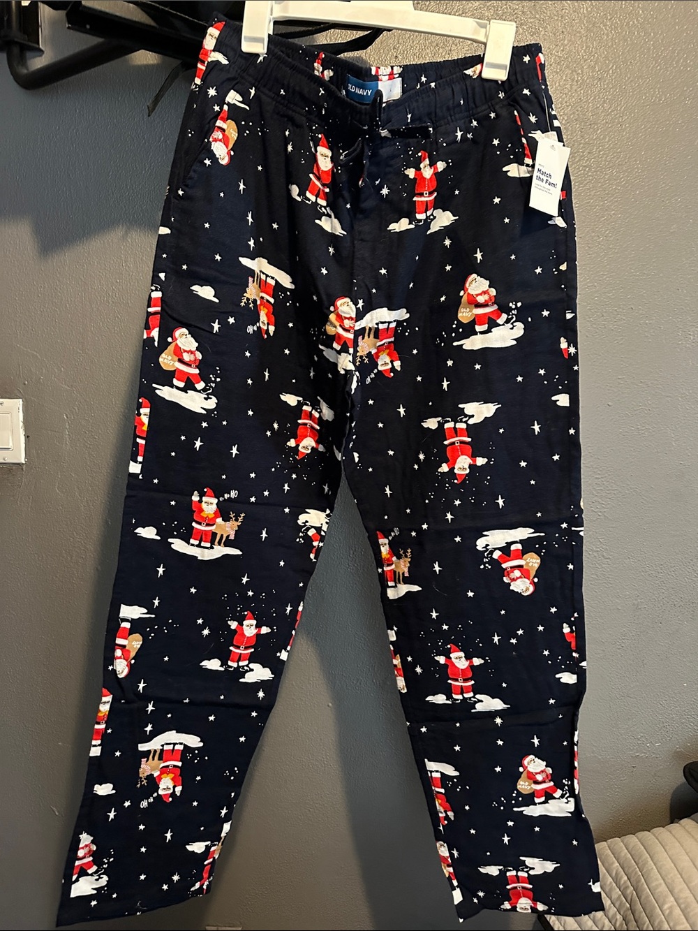 Old Navy Navy and Red Santa Print Lounge Pants